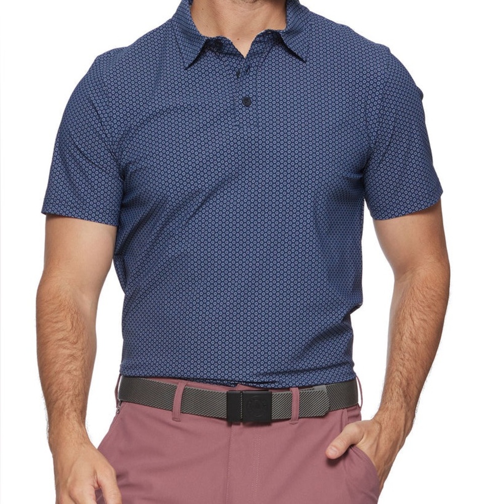 Flag & Anthem Stateline Geo Dot Print Performance Polo Navy Men’s XL